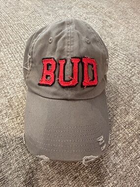 Budweiser St Louis Distressed Dad Hat Gray Red Embroidered
